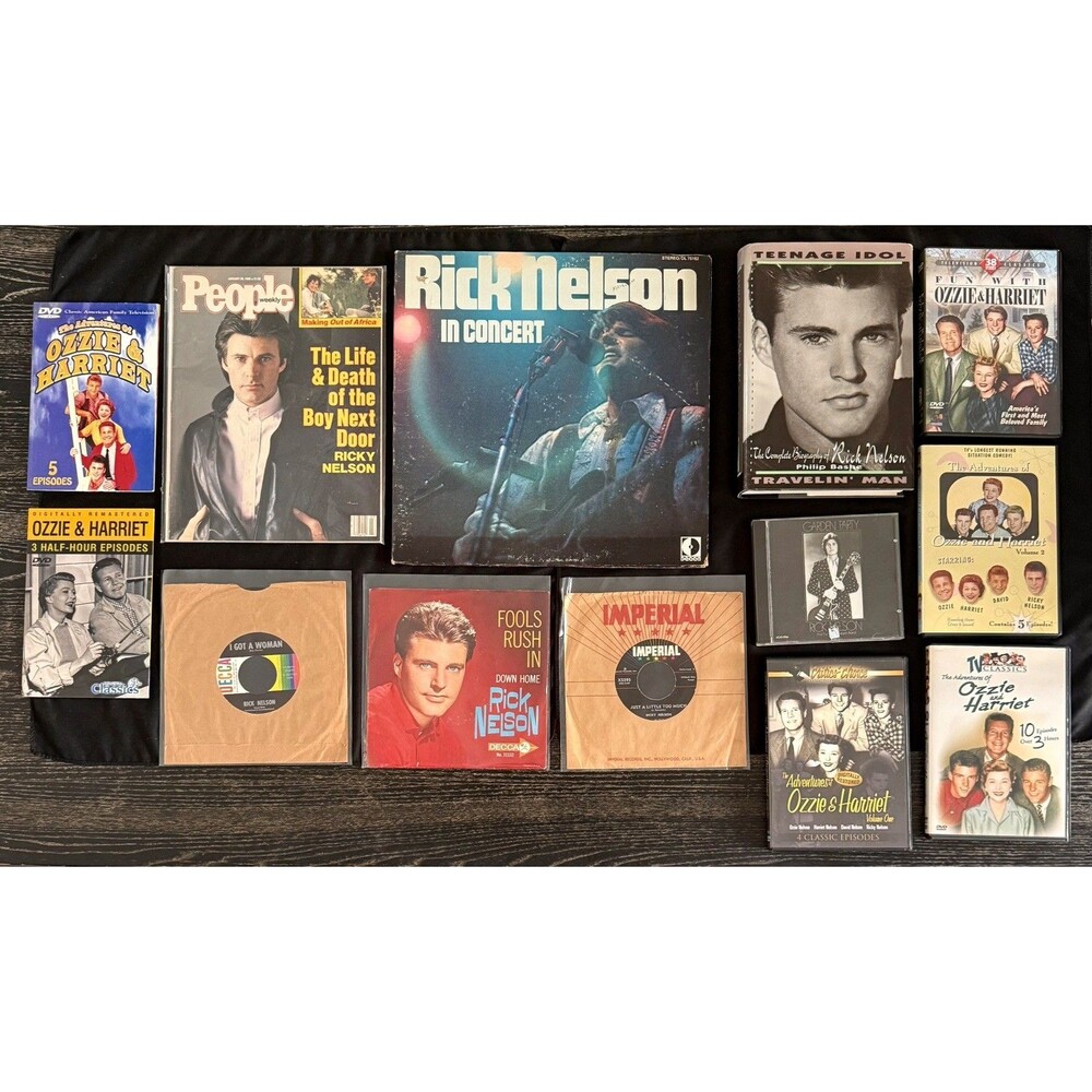 Ricky Nelson Novel (Teenage Idol)/Magazine/7" Vinyl Records/Ozzie&Harriet 6 DVDs
